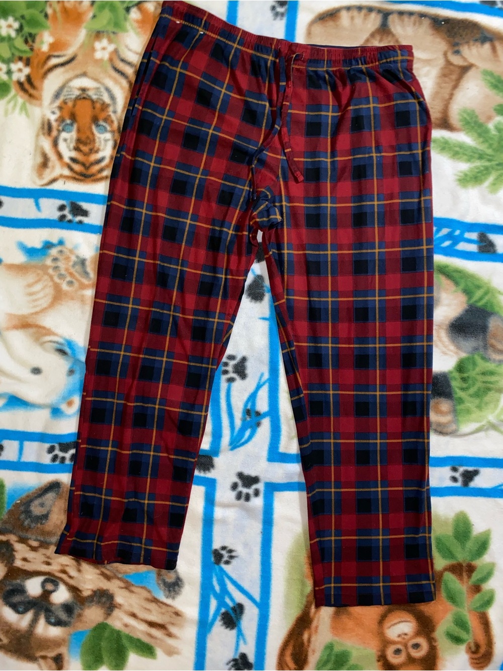 Chaps Red and Navy Plaid Lounge Joggers